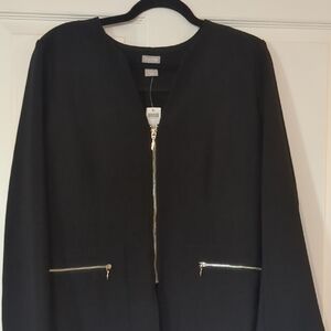 Chico's Black Bomber Jacket with Gold Zippers